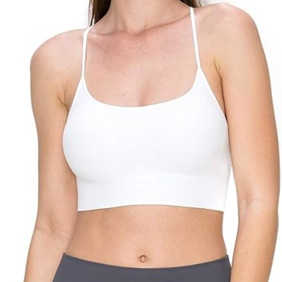 Kurve Bralette SET of 2 Sports Bra White Cream Nude Cami Tank Top Racerback Crop - Picture 6 of 10